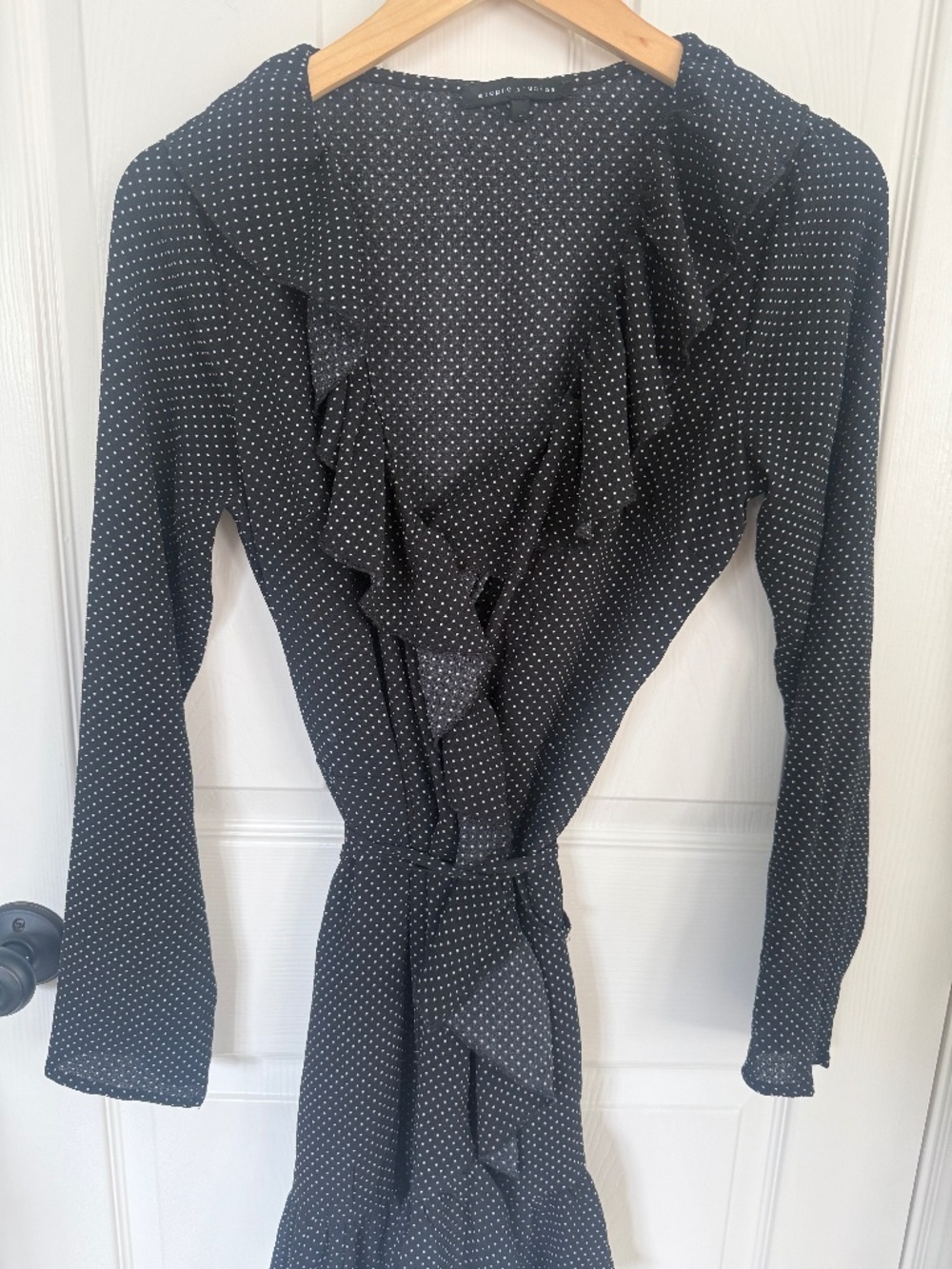 Etophe Studios Polka Dot Wrap Dress with Ruffle